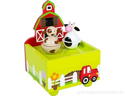 Small Foot 11715 Spieluhr Bauernhof aus Holz mit fröhlichen Tiermotiven ab 3 Jahren Toys
