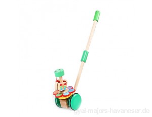 KLgeri Holz-Kinderwagen für Kleinkinder und Kleinkinder 1 Jahr und 2 Jahre kleines Flugzeug drehbare Glocke Spielzeug (grüner Schmetterling)