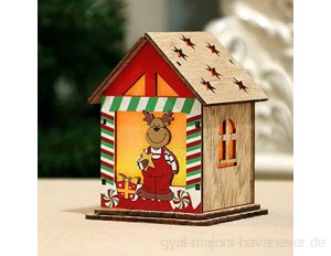ykw Weihnachten Holzhaus Form Dekor mit Licht für DIY Weihnachtsbaum Kinder Toy Deer Lifestyle