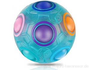 Coolzon Magic Regenbogen Ball Zauberbälle Magisch Regenbogenball Zauberball 3D Puzzle Ball Spielzeug für Kinder Gastgeschenk Blau
