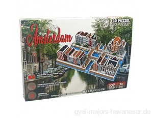 PRO-Lion 3D Puzzle Amsterdam Altstadt Gross - Das Puzzle besteht aus 107 Teilen - Perfekt für eine Person ab 7 Jahren - farbig