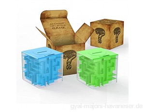 ThinkMax Money Maze Puzzle Box Geldsparwürfel Spielzeug 3D Puzzle Box für Kinder und Erwachsene (Grün&Blau)
