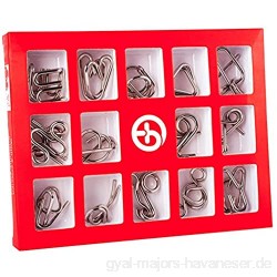 Faironly 15 Stück/Set IQ Metall Puzzle Mind Brain Teaser Magic Wire Puzzles Spiel Spielzeug für Kinder Erwachsene Kinder Englische Version