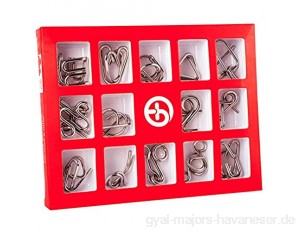 Faironly 15 Stück/Set IQ Metall Puzzle Mind Brain Teaser Magic Wire Puzzles Spiel Spielzeug für Kinder Erwachsene Kinder Englische Version
