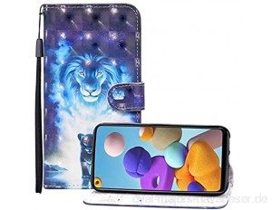 Nadoli 3D Effekt Brieftasche für Samsung Galaxy A10 Cool Blau Löwe Muster Pu Leder Magnetverschluss Kartenfächer Flip Tasche Schutzhülle mit Standfunktion