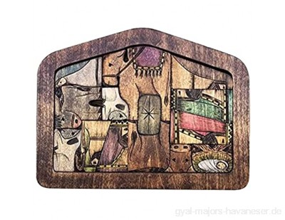 LYD Krippenpuzzle mit Holz gebranntes Design Holz Jesus Puzzles Krippen-Set Puzzle Spiel Ornament Basteln für Zuhause Schrank Tischplatte Tisch