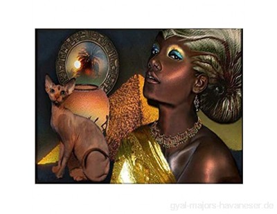 Puzzle 1000 Teile Afrikanische Frau Katze Bild Art Deco Geschenk Puzzle 1000 Teile Pädagogisches intellektuelles Dekomprimieren von Spielzeugrätseln Lustiges Familienspiel für50x75cm(20x30inch)