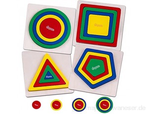 4 pcs Regenbogen Holzpuzzle Montessori Farbform Sortierpuzzles Geometrie Formen Holzspielzeuge Gehirnspiel Lernspielzeug Weihnachten Geburtstag Geschenk für Baby Kinder