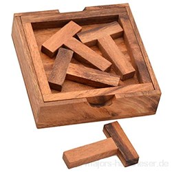 4 T Puzzle Box medium fantastisches Trickpuzzle  Knobelholz IQ Test Holzpuzzle mit 4 T Buchstaben T Puzzle Vier T Buchstaben in Box puzzeln Knobelspiel Knobelbox Legepuzzle