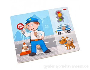 HABA 304590 - Greifpuzzle Polizeieinsatz 7-teiliges Holzpuzzle mit Polizei-Motiven und großen griffigen Holzknöpfen Holzspielzeug ab 12 Monaten