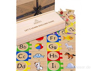 Jaques of London Holz Puzzle Alphabet – Holz Puzzle ab 3 4 5 6 Jahre und Alphabet Puzzle Kinder – Höchste Qualität holzpuzzle Seit 1795