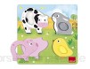 Jumbo Spiele D53055 - Holzpuzzle Bauernhoftiere mit Textil