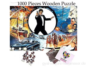 KUANGPT 1000 Teile aus Holz Puzzle-James Bond 007 Puzzles Berühmte Filme Muster Holzpuzzle 1000 Teile für Erwachsene Kinder Puzzle Spielzeug Heimtextilien- 1000 Teile Holzpuzzle (75X50CM)