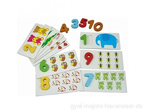LEORX Zahlenpuzzle Holzpuzzle Steckpuzzle mit Tiere Kinder Pädagogisches Spielzeug