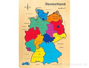 small foot 1965 Puzzle Deutschland aus Holz zum Nachlegen mit verschiedenfarbigen Bundesländern ab 5 Jahren