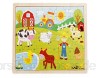 Tnfeeon 60 Stück Puzzles für Kinder Holzpuzzles Holz Cartoon Puzzle Spielzeug frühen Lernspielzeug Geschenk und Spiele für Kind Baby Kind(Bauernhof)