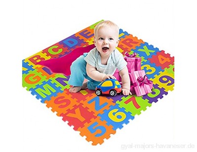 XKMY Schaumstoff-Spielmatte 36 Stück EVA-Kinder-Puzzle-Matte mit digitalem Buchstaben pädagogischer Schaum kältebeständig umweltfreundlich zum Krabbeln und Klettern (Farbe: rot)