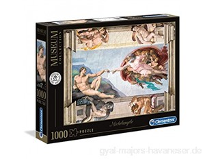 Clementoni 39496 Michelangelo – Die Erschaffung Adams – Puzzle 1000 Teile Museum Collection Geschicklichkeitsspiel für die ganze Familie Erwachsenenpuzzle ab 14 Jahren
