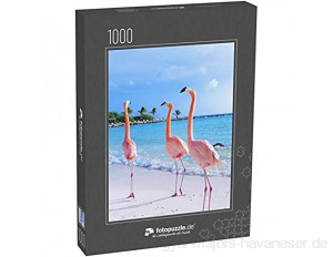 Puzzle 1000 Teile Schöner rosa Flamingo am Strand - Klassische Puzzle mit edler Motiv-Schachtel Fotopuzzle-Kollektion 'Tiere'