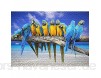 Ulmer Puzzleschmiede - Puzzle „Ausflug ans Meer“– Klassisches 1000 Teile Puzzle – Puzzlemotiv mit Ara-Papageien vor traumhaftem Südsee- und Karibik-Strand