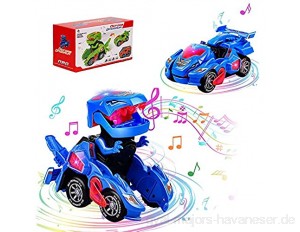 2 in 1 Dinosaurier Spielzeug Cooles Transformers Spielzeug Spielzeugauto ab 2-8 Jahre Dinosaurier Auto Mit Blinkenden Lichtern und Sound Begeistert von Den Licht und Soundeffekten Geschenke für Kinder