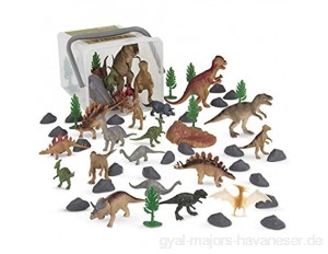 Battat Terra 60-teilig Tierfiguren Sammlung Dinosaurier Spielzeug Set – Tyrannosaurus Rex Triceratops Stegosaurus Vulkan und mehr – Spielzeug ab 3 Jahren