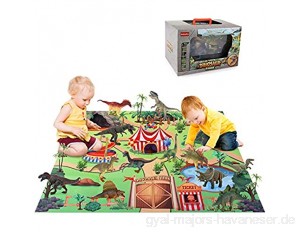 BeebeeRun Dinosaurier Spielzeug Set 24 Stücke Einschließlich Dinosaurier Figuren Bäumen Spielmatte Spielzeug Geschenke für Kinder 3 4 5 6 Jahre Jungen Mädchen