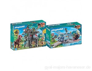 Playmobil 9429 - Basecamp mit T-Rex Spiel & 9433 - Propellerboot mit Dinokäfig Spiel