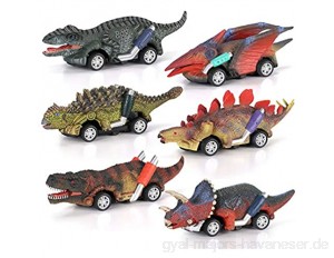vamei 6PCs Dinosaurier Spielzeugauto für Kinder Dinosaurier Spielzeug T-Rex Triceratops Jurassic World Dino Autos Aufziehfahrzeug Ziehen Dinosaurier Autos Figuren Geschenke Jungen 4 5 6 7 8 Jahre
