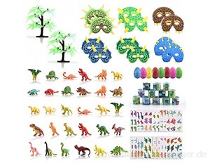 YIKANWEN Dinosaurier Spielzeug Set Mini-Dinosaurierfiguren Ei Maske Schnapparmband und Tattoo Aufkleber Dinosaurier Spielzeug Groß für Kinder im Alter von 4 5 6 +