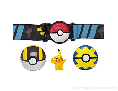 Bandai – Pokemon – 1 Gürtel 1 Ulta Ball 1 Quick Ball und 1 Figur 5 cm Pikachu – Zubehör zum Verkleiden als Pokémon-Trainer WT98005