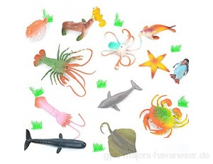 BESTZY 21pcs Groß Meerestiere Fische Deko Plastik Spielzeug Realistisch Unterwasser Tiere Badespielzeug MeerestiereFiguren für Kinder Zum Lernen Party Kuchen（10cm-20cm）