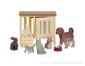 Lundby 60-807500 - Haustiere für Puppenhaus - 9-teilig - Puppenhauszubehör - Hund - Katze - Kaninchen - Figure - Tier - Kätzchen - Welpen - Zubehör - ab 4 Jahre - Minipuppen 1:18