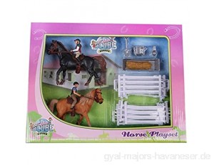 Van Manen Kids Globe Farming Pferdespielset mit 2 Pferde und 2 Reiter Set für Reiterhof für Mädchen mit Zubehör 640072 Mehrfarbig