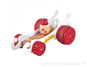 Moses. 16965 Rasender Schlitten mit Gummimotor | Spielzeugklassiker aus Holz | Weihnachten rot