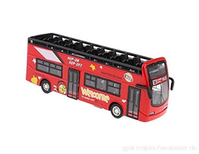 perfeclan 1:32 Legierung Doppeldecker Sound & Light City Tour Bus Auto Zurückziehen Kinderspielzeug - Rot