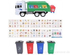 Kisangel 1 Set Müllwagen Spielzeug Recycling Sauber Müll Müll Müll Abfall Transport Lkw Modell mit Tiny Mülleimer Müll Sorter Pädagogisches Spielzeug für Kinder Kinder Zufällige Farbe