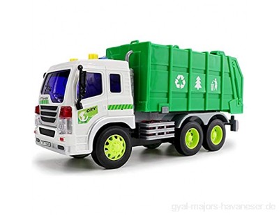 MXECO Große 1/16 Müllwagen Mülltonne LKW Light & Sound Müll Recycling Spielzeug Müllwagen Simulation Inertia Müllwagen (bunt (Komprimiert))