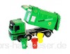NUOBESTY Müllwagen Spielzeug Elektroschrott Management Recycling LKW Spielzeug Grüner Müllwagen mit 3 Stück Mülleimer für Kinder Kleinkinder (Grün)