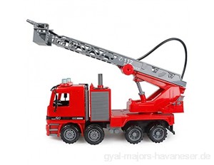 ROCK1ON Spielzeug Feuerwehrauto Modell für Kinder mit Lichtern und Geräuschen Feuerwehrauto Baufahrzeug mit funktionierender Pumpe Bewegliche Leiter Frühe Lernen Geschenk für Kinder