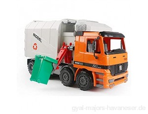 ROCK1ON Spielzeug Müllwagen Modell für Kinder im Maßstab 1:20 Druckguss Recycling Truck City Baufahrzeug mit 3 Mülleimer frühes Lernen Geschenk für Kinder