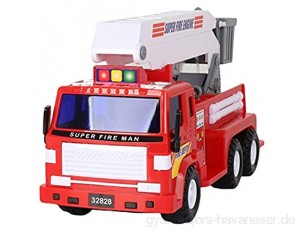 ZhaoXH Hebeleiter LKW Feuerwehrfahrzeug Spielzeug Baufahrzeug Modell Alloy Diecast Spielzeug mit Kröpfung Friction und Erweiterung Ladder - Red