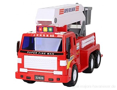 ZhaoXH Hebeleiter LKW Feuerwehrfahrzeug Spielzeug Baufahrzeug Modell Alloy Diecast Spielzeug mit Kröpfung Friction und Erweiterung Ladder - Red
