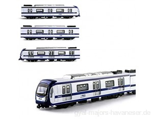 ZhaoXH Zug Model3 PC-Spielzeug-Auto-Set-Legierung Druckguss Stadtbahn U-Bahn-Modells mit Ton und Blinklichtern für Junge Kleinkinder Auto-Spielzeug-Sammlung Geschenke (Color : Blue)