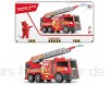 Dickie Toys 201137002 201137002-Fire Fighter Feuerwehrauto mit Freilauf Licht & Sound manuelle Wasserpumpe rot 36 cm
