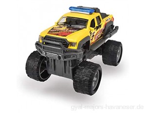 Dickie Toys 203752011 Rally Monster Spielzeugauto mit Rückzugsmotor Gummireifen Federung 3 Lieferung 1 Stück blau gelb oder weiß zufällige Auswahl 15 cm