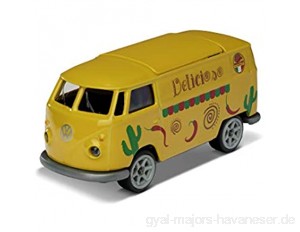 Majorette 212052016Q05 Vintage Deluxe VW T1 Foodtruck Bully Spielzeugauto Freilauf Exklusives Auto Design Gummireifen Sammelbox 7 5 cm gelb/rot für Kinder ab 3 Jahren