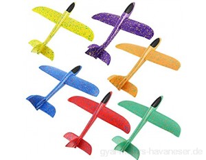 BESPORTBLE 6 Stücke Kinder Segelflugzeug Modell Leuchtende Flugzeug Spielzeug Styropor Flieger Gleitflugzeuge Segelflieger Wurfgleiter für Kindergeburtstag Outdoor