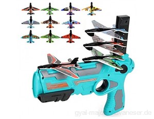 Bubble Catapult Flugzeug Spielzeug Kinder Katapult Flugzeug Spielzeug Launcher DIY Sling Segelflugzeug mit 14 Stück Segelflugzeug EIN-klick-Auswurf Modell Schaum Flugzeuge Outdoor-Spielzeug (Blue)
