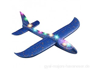 Further Flugzeug-Spielzeug manuelles Werfen mit LED-Licht DIY Cartoon Hand Werfen Flugzeug Modell Schaumstoff-Flugzeug für Outdoor Sport Spielzeug - blau/rot/orange/grün alle